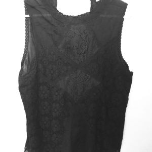 Black Lace Sleeveless Top